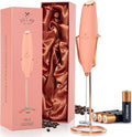 Zulay Kitchen Powerful Milk Frother Wand With Duracell Batteries - Ultra Fast Handheld Drink Mixer - Electric Whisk Foam Maker for Coffee, Lattes, Cappuccino & Matcha - Z1 Motor - Exec Peach Copper