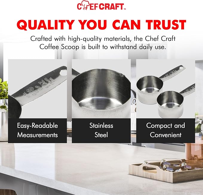 Chef Craft Select Coffee Measurer, 4 inch 2 tbsp, Stainless Steel, (Pack of 2)