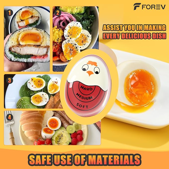 FOREV Egg Timers for Hard Boiled Eggs Timer, Red 2pcs | BPA-Free, Color Changing Tells When Eggs are Ready