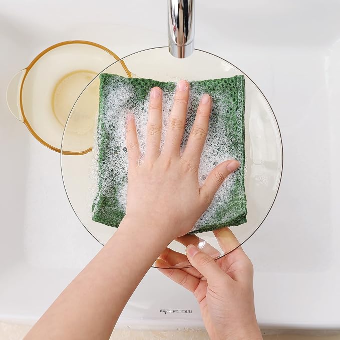 Homaxy 100% Cotton Waffle Weave Kitchen Dish Cloths 6-Pack, Grass Green | 12 x 12 Inches, Ultra Soft Absorbent Dish Towels, Quick Drying Dish Rags with Hanging Loop