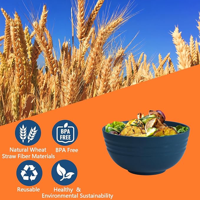 【6 Pcs】Unbreakable Mixing Bowls Unbreakable Salad Bowls, 68 Ounces Microwave and Dishwasher Safe BPA-Free Serving Bowls for Cereal,Salad,Soup,Ramen,Noodle,Oatmeal,Snack Apply to Kitchen,Freezer