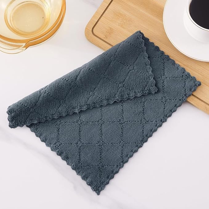 Homaxy 18 Pack Super Soft Absorbent Dish Cloths, 10" x 10", Dark Grey | Coral Velvet, Nonstick Oil Fast Drying Microfiber Cleaning Cloth, No Lint Household Dishcloths