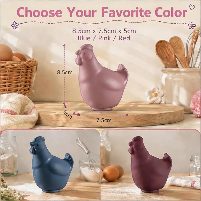 Silicone Egg Yolk Separator, Hen-Shaped, Pink | For Baking, BPA-Free, Food-Grade Yolk Remover Tool, Dishwasher Safe, Funny Kitchen Gadget Gift for Women