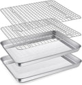 P&P CHEF 12.5 Inch Toaster Oven Pan Tray with Wire Rack, 4 PCS | Baking Sheet Pan + Cooling Rack for Cooking/Roasting, Dishwasher Safe & Rust Free, Non-toxic & Sturdy
