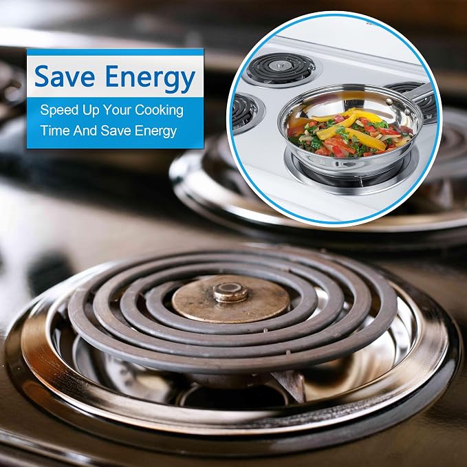 Chrome Steel Stove Drip Pans for Whirlpool Maytag Kenmore 4-Pack | Includes 2 x 6" and 2 x 8" chrome steel drip pans replacing W10196405, W10196406 and W10278125