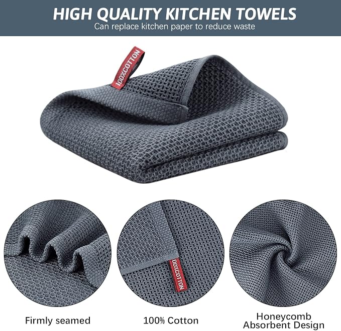 Nialnant 6 Pack Large Kitchen Towels, 100% Cotton-13x28 Inches,Multi Color | Quick Drying, Soft Absorbent Tea Towels,Dish Towels for Drying Dishes - 13x28 Inches,Multi Color