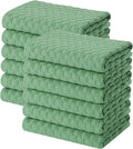 Homaxy 100% Cotton Terry Kitchen Towels(15" x 25", 12 Pack), Grass Green | Soft and Super Absorbent Dish Towels, 380 GSM Reusable Tea Towel with Hanging Loop, Pineapple Grid Designed