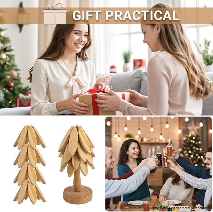 Yuoyar Wooden Tree-Shaped Coasters Set for Coffee Table, Kitchen