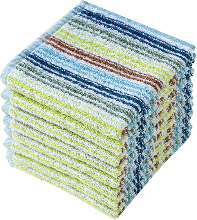 Kitchen Dishcloths for Washing Dishes, Ultra Absorbent Dish Rags, Cotton Cleaning Cloths Pack of 8, 12x12 Inches (mix-1, 12x12 inch) | Good absorption, for cleaning drying wiping, dish cloths ,quick dry, 100% cotton,12x12 inches, pack 8, small dish towels