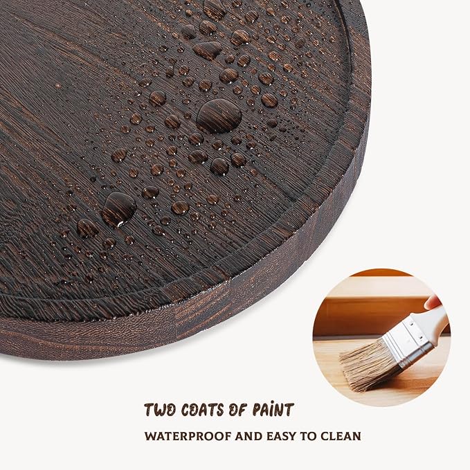 Wood Lazy Susan Turntable Kitchen Decor Round Table Tray, 10" Dark Brown | waterpoof, East clean, Non-slip, Pantry Table Decorative Tray for condiment, spice
