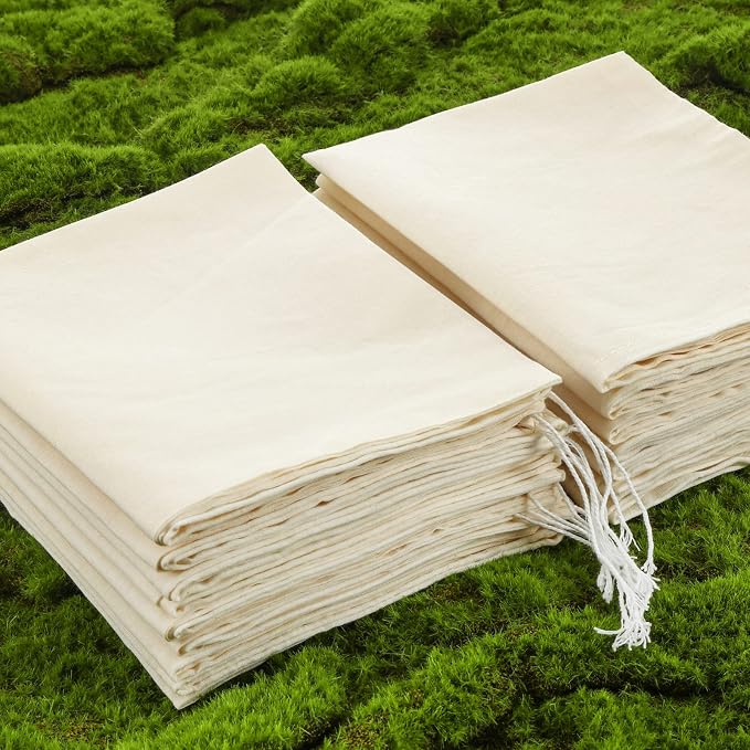 Tatuo 50 Pcs Muslin Bags 12 X 15 Inches, Cotton Drawstring Pouches Party | Natural Cotton Cloth Small Pouches, Reusable Linen Sachet for Gift Favor, Wedding Party Supplies, Craft Home Storage