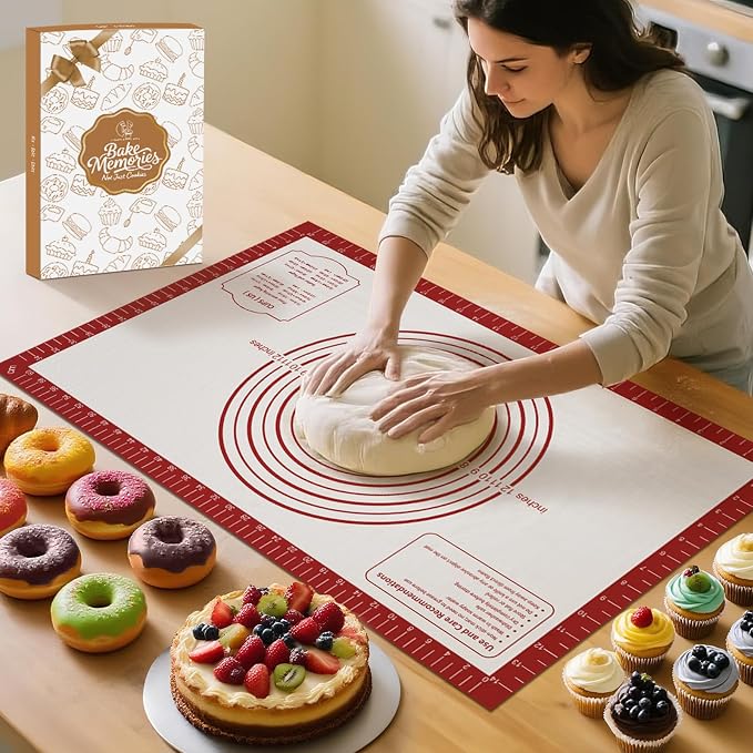 Silicone Baking Mat,Non Stick Pastry Dough Mat for Rolling, Macarons Baking Mat, Pie Crust Bread Pizza Mat, Counter Mat