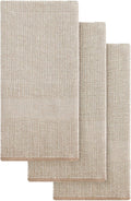 Mordimy Premium Large Cotton Kitchen Towels (18"x 28", 3 Pack), Khaki | 100% Ring Spun Cotton, Super Absorbent, 380 GSM, Flat & Terry, Soft, Hanging Loop Dish Towels