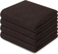 Homaxy 100% Cotton Waffle Weave Kitchen Dish Towels 4-Pack, Dark Brown | 13 x 28 Inches, Ultra Soft Absorbent Dish Towels, Quick Drying Cleaning Towels