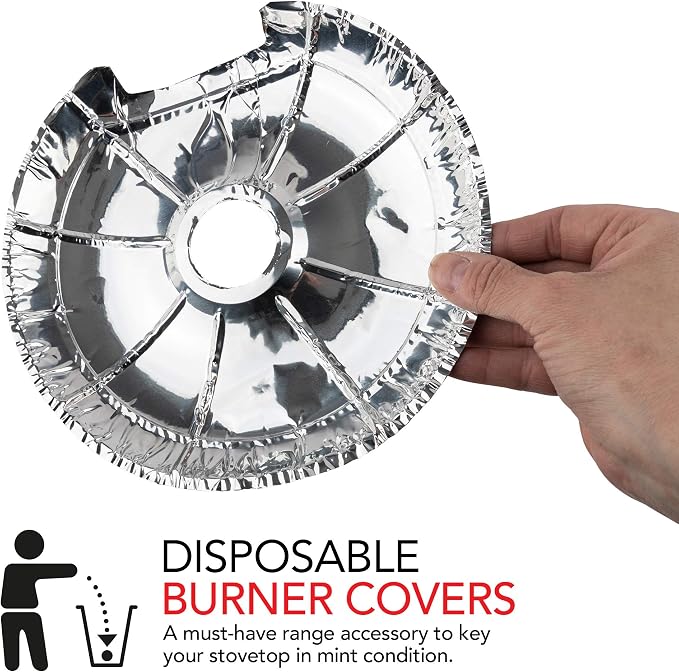 Round Electric Stove Burner Covers (100 Pack) 6 Inch and 8 Inch Disposable Stove Top Aluminum Foil Bib Liners, to Keep Kitchen Range Clean from Oil and Food Drips, Stock Your Home