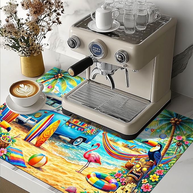 HOMETITUTE Summer Stove Top Cover 28x20 Surfboards Flamingo Heat Resistant