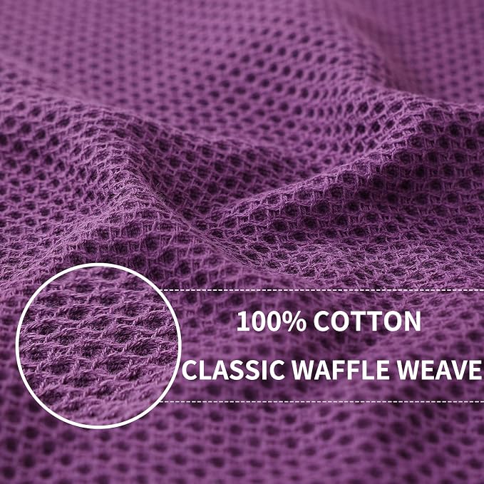 Homaxy 100% Cotton Waffle Weave Kitchen Dish Cloths 6-Pack, Purple | 12 x 12 Inches, Ultra Soft Absorbent Dish Towels, Quick Drying Dish Rags with Hanging Loop