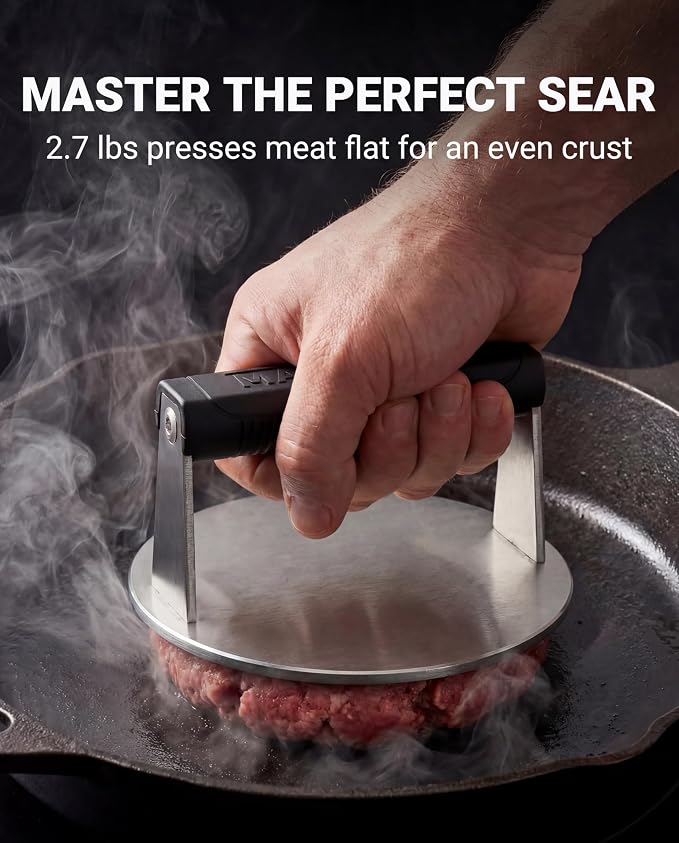Smash Burger Press, Dishwasher Safe, 7 in Round, 2.7 lb