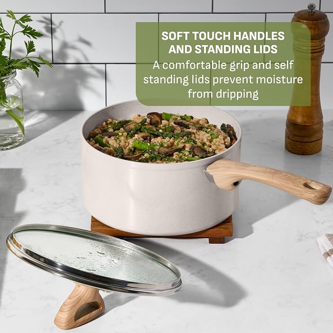 T-fal Revive Ceramic Nonstick Saute Pan with Lid, 6 Qt Forged Skillet | Recycled aluminum body, GoCeram ceramic nonstick, Thermo-Spot heat indicator, Oven safe to 350°F, Gas and electric compatible
