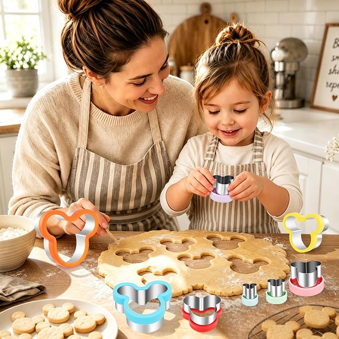 laxizar 8 Pcs Mickey Cookie Cutters Set Stainless Steel Biscuit Cutter