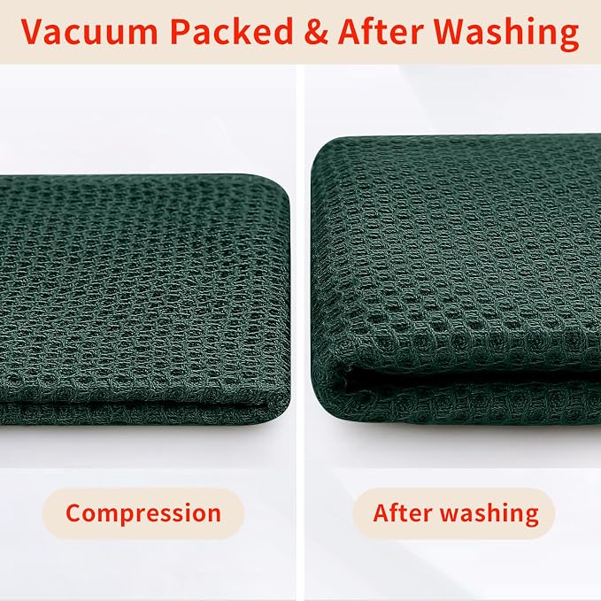 Homaxy 100% Cotton Oversized Waffle Weave Kitchen Towels 6-Pack | Blackish Green, 20 x 28 Inches, Ultra Soft Absorbent Dish Towels, Quick Drying Large Cleaning Towels