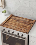Natural Wood Noodle Board Stove Cover, Wooden Stove Top Cover for Electric and Gas Stove, Decorative Rustic Kitchen Serving Tray