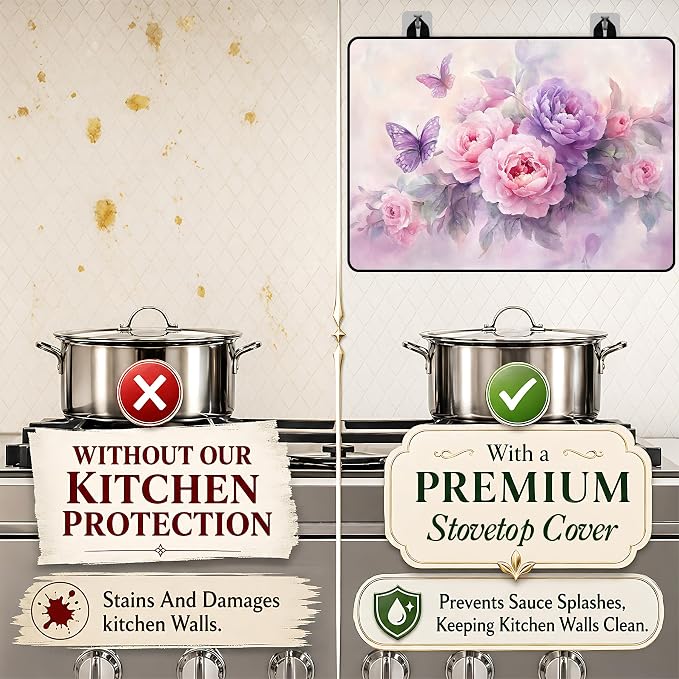 Stove Top Covers with A Non-slip Rubber Coating | protect Your Stove from Scratches, Extend Countertop Space, and Add A Classic Kitchen Touch