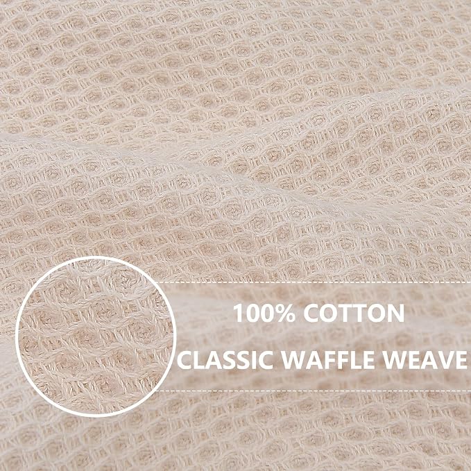 Homaxy 100% Cotton Oversized Waffle Weave Kitchen Towels 4-Pack, Beige | 20 x 28 Inches, Ultra Soft Absorbent Dish Towels, Quick Drying Large Cleaning Towels
