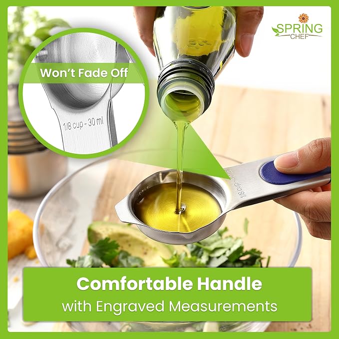 Spring Chef Magnetic Measuring Cups & Spoons Set of 15, Mountain Sunrise | Patented Nesting Stainless Steel Measuring Cups & Heavy Duty Metal Measuring Spoons w/ Levelers for Dry & Liquid Ingredients