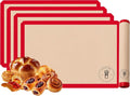 Silicone Baking Mats - 1/2 Sheet Size Baking Sheet Liners, Pack of 4, Red | Oven Safe, Non-Stick Silicone Baking Sheet Liner, Perfect For Baking Macarons Cookies, Pastry & Cakes, Half Size (11.5x16.5”)