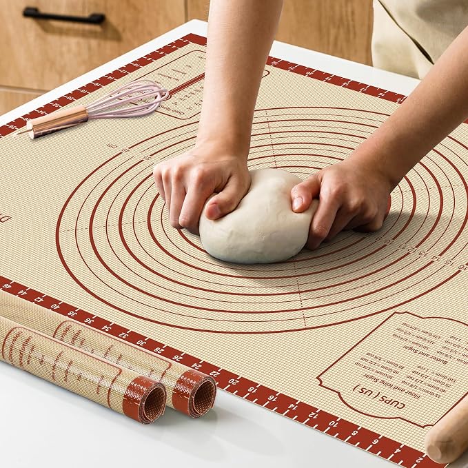 DANIA & DEAN Silicone Baking Mat, 28x20 Large Pastry Mat with Measurements | 2026 Upgraded Extra Thick Non-Slip Reusable Counter Mat for Sourdough Bread Pie Crust Pizza Dough Rolling Kneading