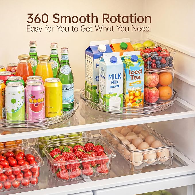 LAMU 12 in Lazy Susan Turntable, 4 Pack Clear Spice Rack, Organizer Storage | 360° Rotating, Kitchen Storage Tray for Cabinet & Table Top, Pantry, Fridge, Bathroom, Medicine & Countertop