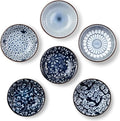 Eisinly 6 Pack Dipping Bowls,3 OZ Small Ceramic Soy Sauce Dish,Vintage Blue | 4 Inch, Blue-white Glaze, Shiny, Safe, Dishwasher Safe, for Seasonings, Sushi & BBQ