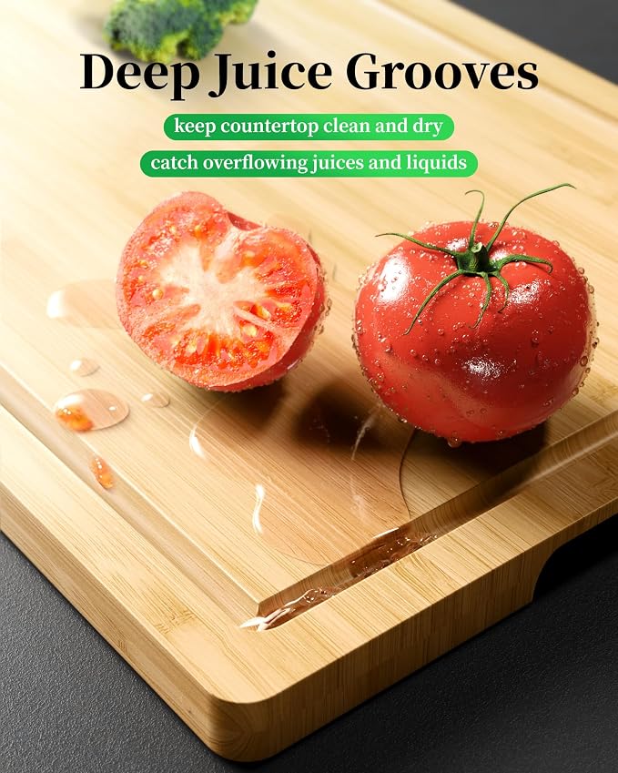Kitsure Bamboo Cutting Board for Kitchen, X-Large, Natural | Multi-Sizes Wooden Cutting Boards for Chopping & Serving, Convenient Kitchen Essentials, Deep Juice Grooves