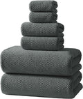 REDKISS Soft 6 Piece Bath Towels Set, 2 Large Bath Towel Sheet, 2 Hand Towels, 2 Washcloths, Highly Absorbent, Quick Dry, Lightweight Towel Sets Collection, Premium Gray Towels for Bathroom, Gym & Spa