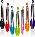 7 Pack Kitchen Tongs Set 7-Inch Color Mini Small Food Tongs with Stainless Steel Silicon Handles and Nylon Tips Heat Resistant Tongs for Cooking, Serving, BBQ, Grilling, Salad and More