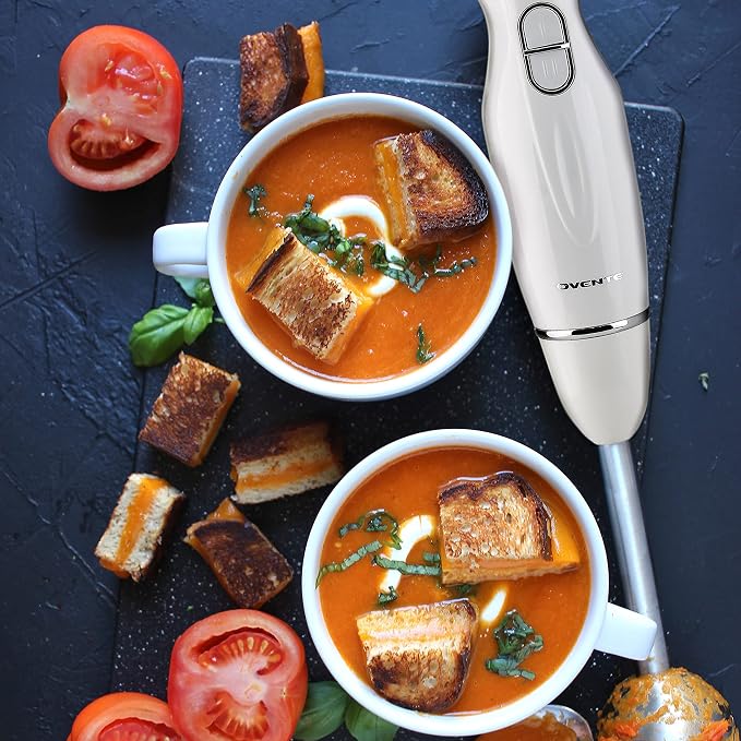OVENTE Electric Corded Hand Blender, 300W with 2 Mixing Speeds White HS560W | Handheld Immersion Stick Mixer with Stainless Steel Blades for Smoothies, Purees & Baby Food