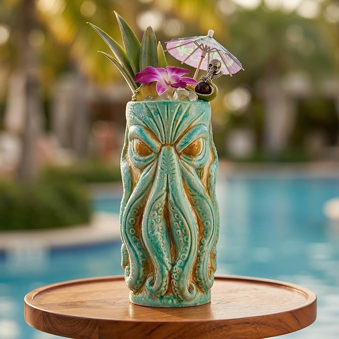 Kraken Ceramic Tiki Mug, 18 oz Hi Ball 1 pc Set