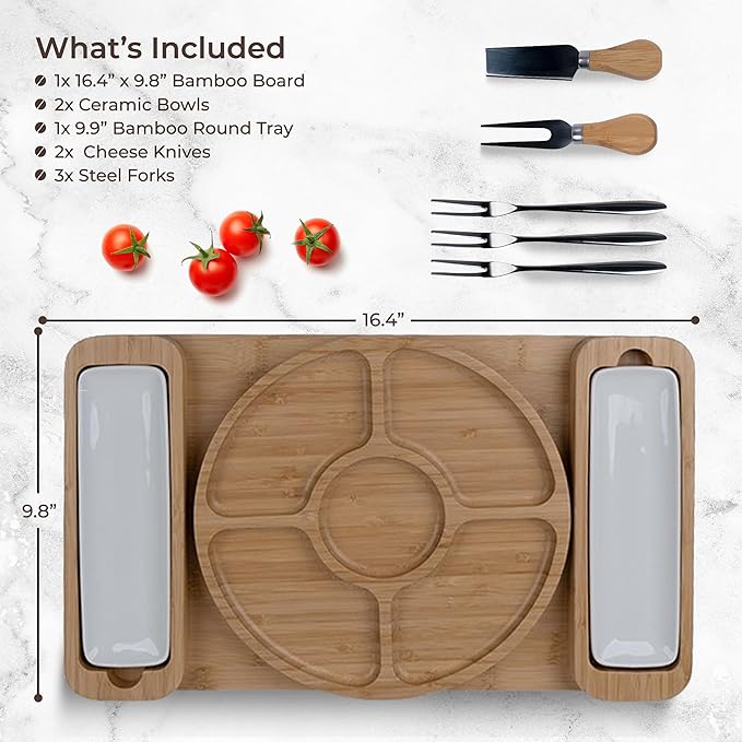 Charcuterie Boards Set, Bamboo Cheese Tray with Serving Accessories | Meat Cheese Platter, Movie Nights, Family Gatherings, BBQ Picnic Essentials, Dinner Party Hosting Appetizer, Wine Nights