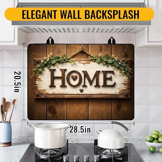 NYZE Extra Counter Space Stove Cover for Glass Top Stoves, 28" x 20" Rustic HOME Decorative Cooktop Protector, Heat Resistant Mat Pad for Kitchen Organization