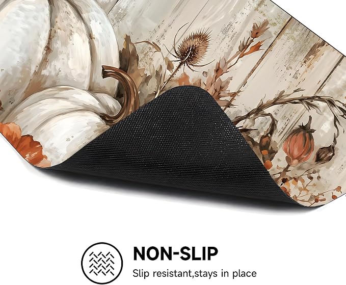 Pumpkin Stove Top Cover Mat, Thanksgiving Decor, 28.5 x 20.5Inchs(White pumpkin)