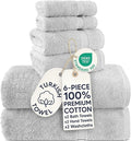 Chakir Turkish Linens 100% Cotton 6-Piece Towel Set, Silver Gray | 100% cotton 6-pc set, OEKO-TEX certified: 2 bath 30x60, 2 hand 16x30, 2 washcloths 13x13