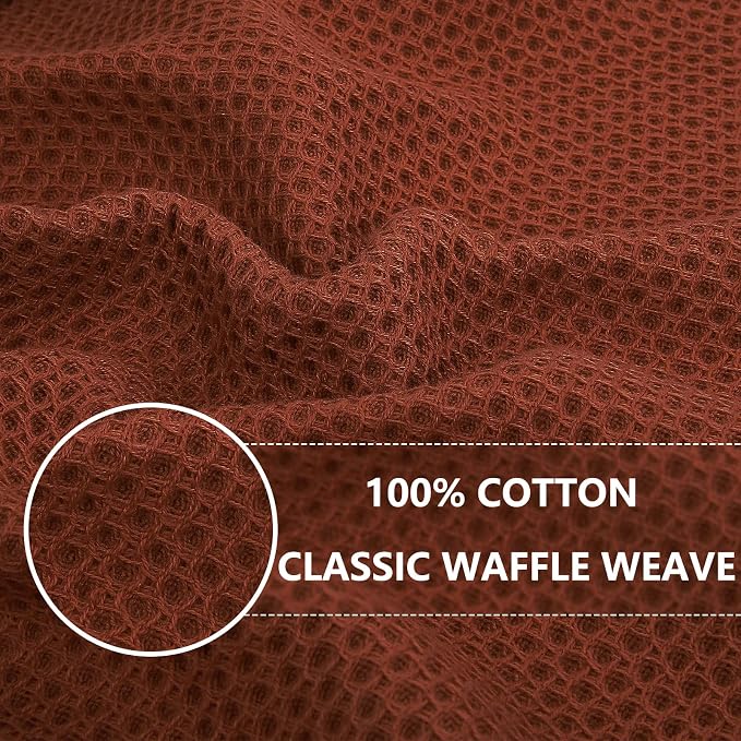 Homaxy 100% Cotton Waffle Weave Kitchen Dish Cloths 8-Pack, Rust | 12 x 12 Inches, Ultra Soft Absorbent Dish Towels, Quick Drying Dish Rags with Hanging Loop