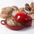 Enameled Cast Iron Bread Pan, Sourdough Artisan Bread Oven – Red – Round 26 cm, 6.25 L (6.6 qt) – Boule Pan with a Deep Lid for Steam Baking