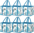 BALEINE 6PK Reusable Grocery Bags, Heavy Duty Shopping Tote Bag | 12'' Long Handles, Reinforced Bottom Keeps Upright, Fold Flat Storage, Water-Resistant Shopping Bag, Multiple Color Options