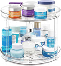 2 Tier Lazy Susan Organizer D:10.6 Inch | Clear Makeup Skincare Organizer for Vanity, Bathroom Countertop Organizer, Spice Rack Organizer