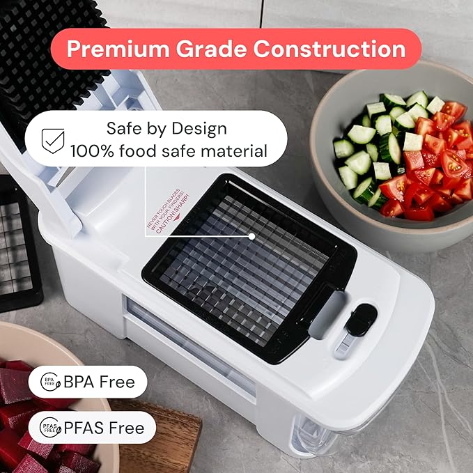 Fullstar Pro XL Vegetable Chopper & Mandoline Slicer w Pull-Out Catch Tray | 11 in 1 Veggie, Onion & Fruit Slicer, Dicer & Grater with Sharp Stainless Steel Blades - XL Food Prep Set ((White)