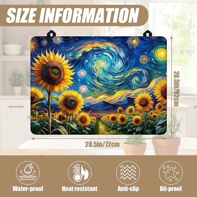 Starry Sunflower Stove Top Covers for Electric Stove, Electric Gas Stove Pad Heat Resistant Range Cooktop Protector for Home Decor Kitchen 28"x20"