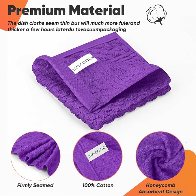 Oven Mitts Kitchen Towels and Dishcloths with Pot Holders Sets, Oven Gloves Hot Pads 500°F Heat Resistant with Silicone Grip, Include 2 Cooking Gloves/2 Potholders/4 Kitchen Towels/4 Dish Towels