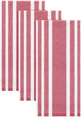 Homaxy Premium Cotton Stripe Kitchen Towels 3 Pack, 18"x 28", Red | Large 380 GSM Kitchen Hand Towels, Soft Terry Dish Towels, Highly Absorbent Tea Towel Set with Hanging Loop